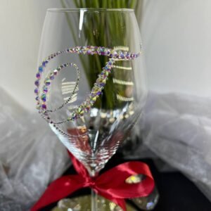 Exclusive wine glass with initial "T"